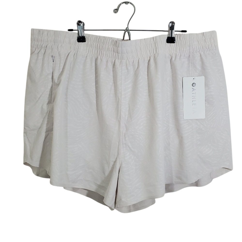 NWT Athleta Printed Hustle Shorts Size 3X Fiji Veil Grey Running Built In Liner